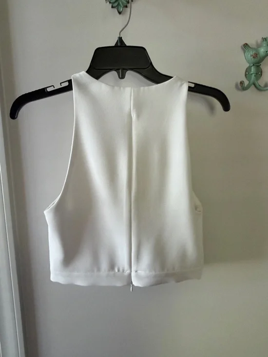 Zara White Cowl Neck Blouse Cropped Top - Picture 3 of 4